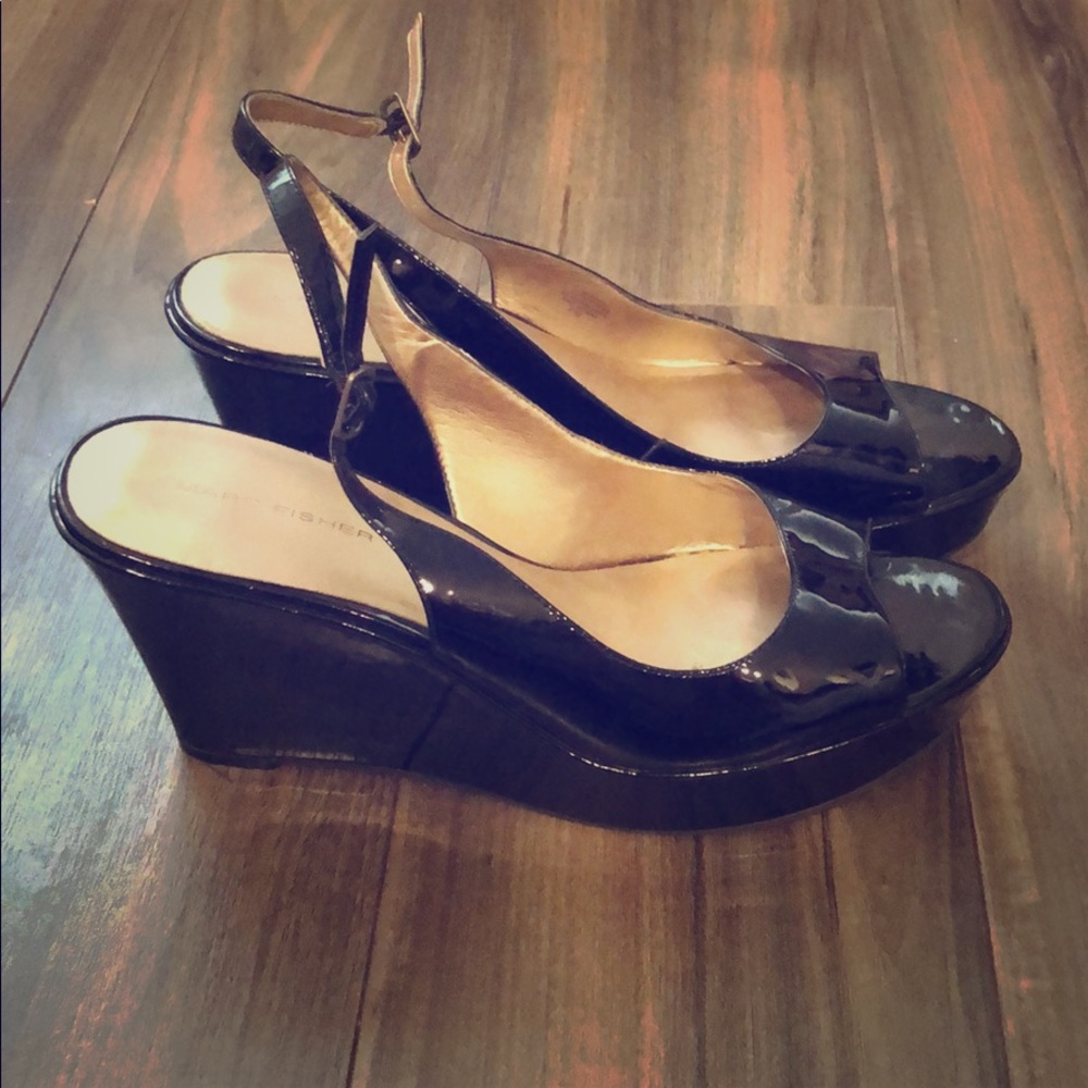 Marc Fisher black open toe heels